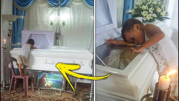 Boy hugs mom’s coffin after she dies birthing his brother😪