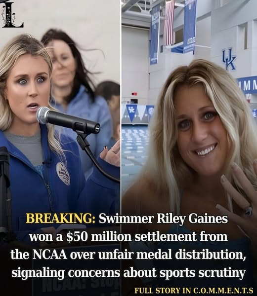 BREAKING: Swimmer Riley Gaines won a $50 million settlement from the NCAA over unfair medal distribution, signaling concerns about sports scrutinу