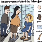 Can you spot the fourth object in this picture? No one seems to be able to find the crutch!