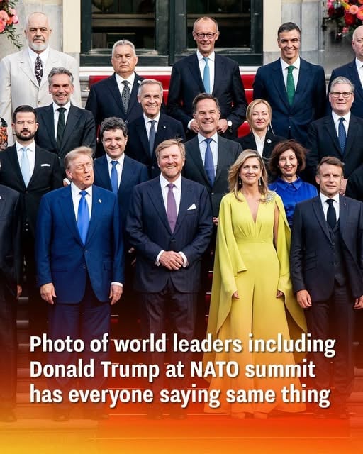 Image of global leaders featuring Donald Trump at NATO meeting has people making identical observation