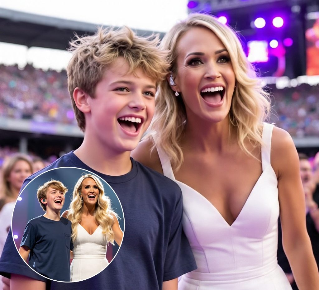 “He Asked, and She Said Yes” — Carrie Underwood Stuns Louisville Crowd When a Young Fan’s Bold Sign Leads to a Sweet Onstage Kiss and a Moment No One Will Ever Forget