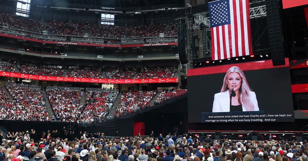 Many spotted the same disturbing detail on stage at Charlie Kirk’s memorial