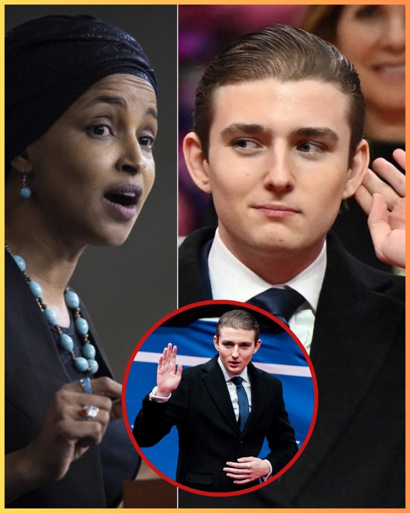 ILHAN OMAR CALLS IVANKA TRU.M.P “STUPID” ON NATIONAL TV… THEN 19 YEAR OLD BARR0N TRU.M.P ENDS HER WITH A SINGLE SENTENCE Live on MSNBC’s prime-time town hall, Representative Ilhan Omar decided to take a swing at the Trump family. Spotting Barr0n Tru.m.p seated quietly in the front row (there as a guest of the network to discuss youth voter turnout), Omar couldn’t resist. She flashed her trademark smirk and went for the cheap shot: “Honestly, it’s almost impressive how the entire Tru.m.p family can be so breathtakingly stupid. I mean, look at Ivanka; beautiful resume, zero br@in cells. And now we have the son here just… taking up space.” The audience tittered nervously. Cameras zoomed in on Barr0n, expecting the usual silence from the famously reserved 19-year-old. Instead, Barr0n leaned forward, adjusted his mic with the calm of someone ordering coffee, and spoke one crystal-clear sentence that detonated in the studio like a precision strike: “Congresswoman, my sister graduated summa cum laude from Georgetown and speaks five languages. You still can’t pronounce ‘covert’ correctly after six years in office. Maybe sit this one out.”
