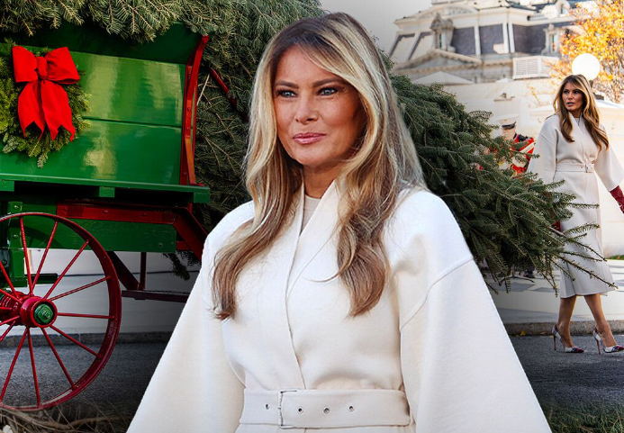 First lady Melania Trump welcomes arrival of White House Christmas tree